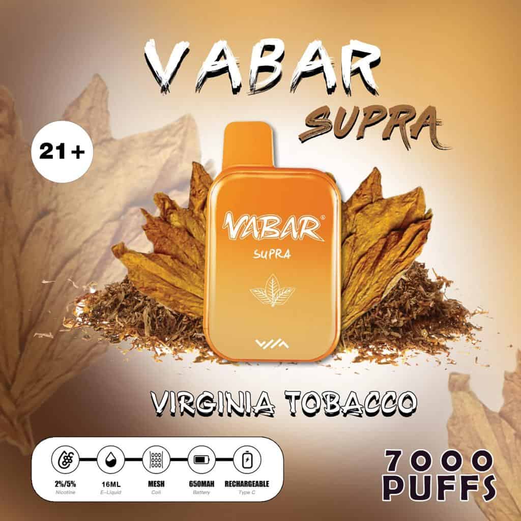 VABAR SUPRA Disposable 7000 Puffs Virgina Tobacco VABAR SUPRA Disposable 7000 Puffs Virgina Tobacco