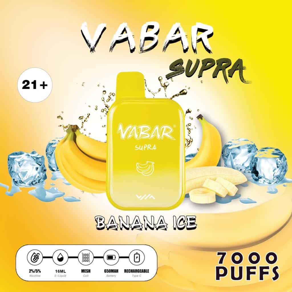 VABAR SUPRA Disposable Vape 7000 Puffs Banana Ice VABAR SUPRA Disposable Vape 7000 Puffs Banana Ice