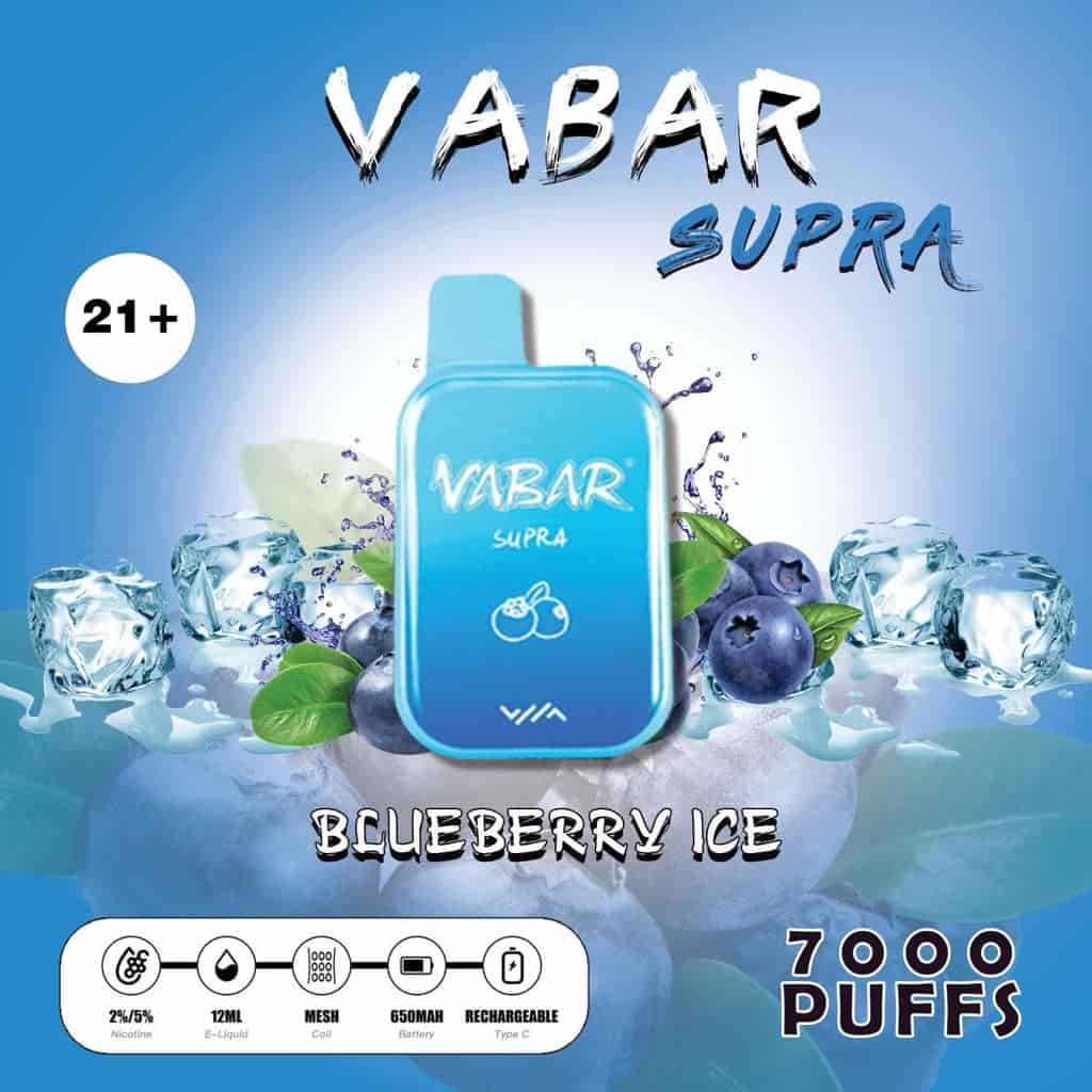 VABAR SUPRA Disposable Vape 7000 Puffs Blueberry Ice VABAR SUPRA Disposable Vape 7000 Puffs Blueberry Ice