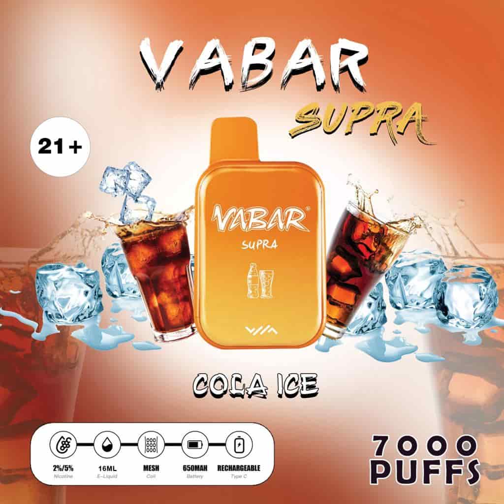 VABAR SUPRA Disposable Vape 7000 Puffs Cola Ice VABAR SUPRA Disposable Vape 7000 Puffs Cola Ice