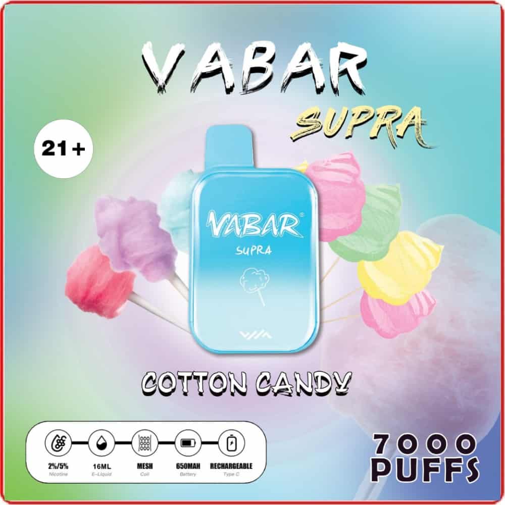 VABAR SUPRA Disposable Vape 7000 Puffs Cotton Candy VABAR SUPRA Disposable Vape 7000 Puffs Cotton Candy