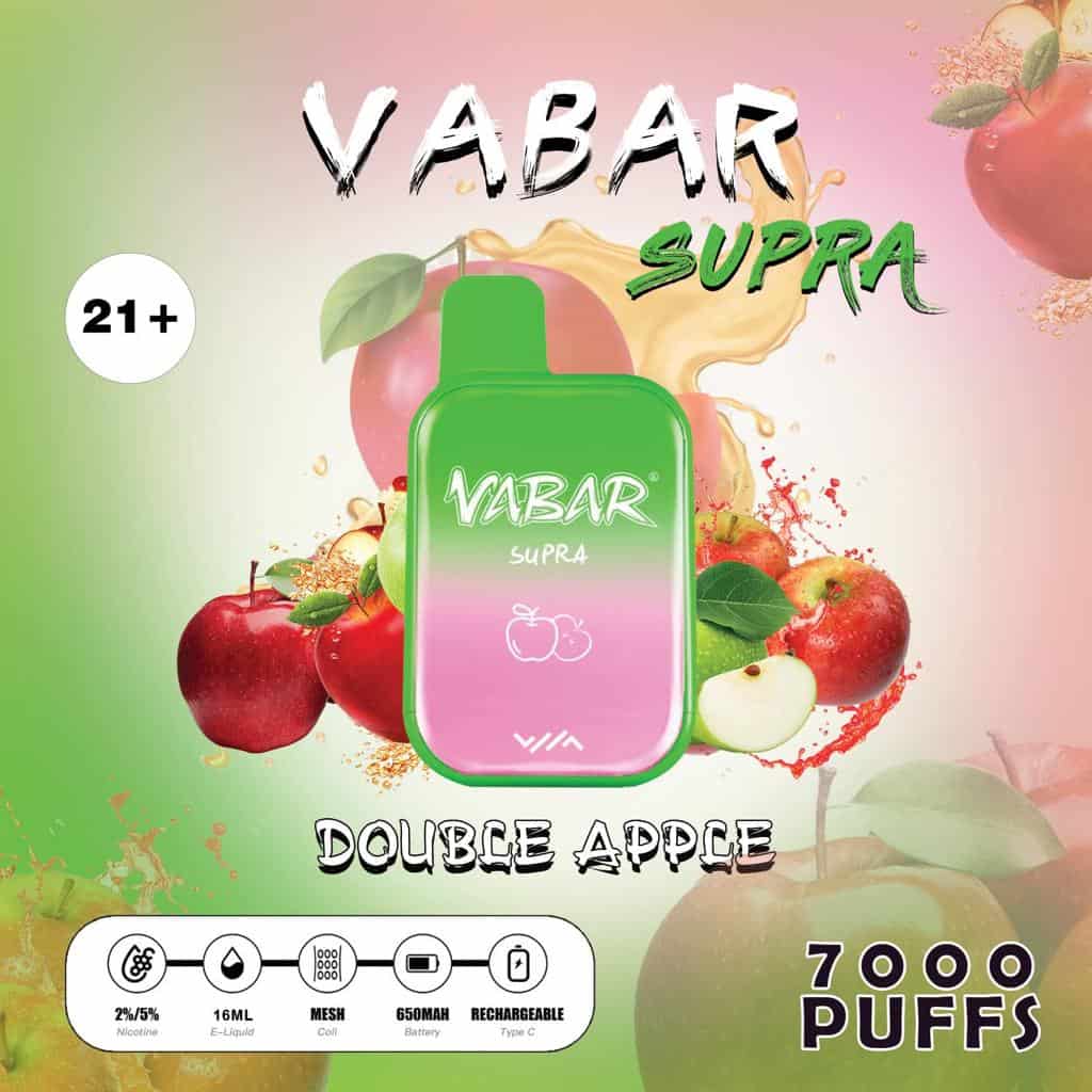 VABAR SUPRA Disposable Vape 7000 Puffs Double Apple VABAR SUPRA Disposable Vape 7000 Puffs Double Apple