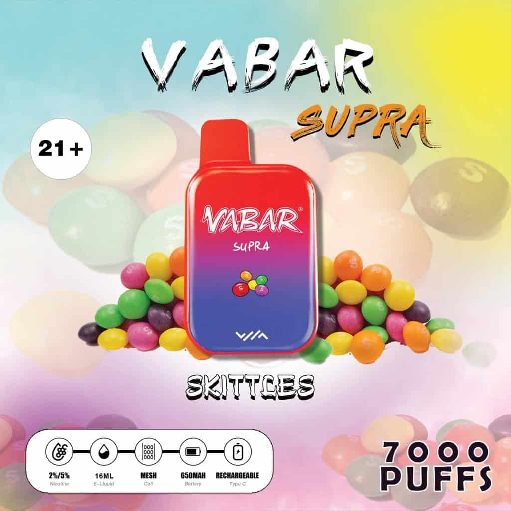 VABAR SUPRA Disposable Vape 7000 Puffs Skittles VABAR SUPRA Disposable Vape 7000 Puffs Skittles