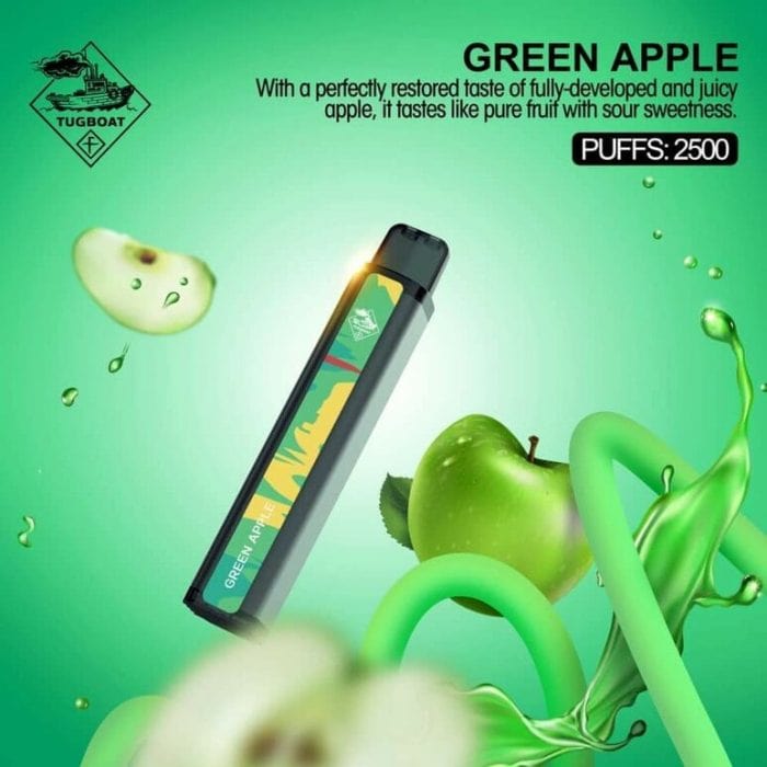 Tugboat Xxl Disposable Pods 2500 Puffs Green Apple Dubai Tugboat Xxl Disposable Pods 2500 Puffs Green Apple Dubai