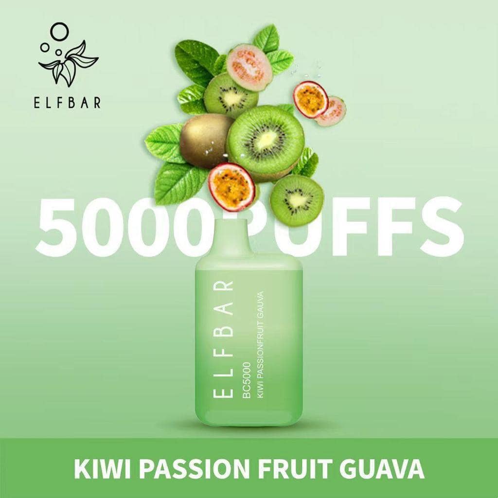 Elf Bar BC5000 Disposable Vape Kiwi Passion Fruit Guava Dubai Elf Bar BC5000 Disposable Vape Kiwi Passion Fruit Guava Dubai