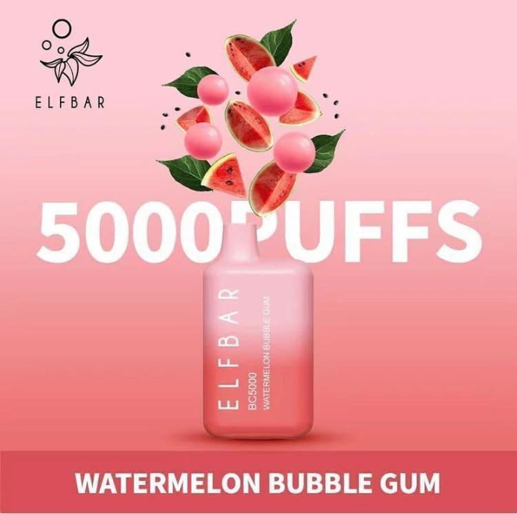 Elf Bar BC5000 Disposable Vape Watermelon Bubble Gum in UAE Elf Bar BC5000 Disposable Vape Watermelon Bubble Gum in UAE