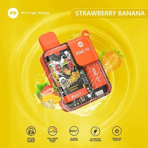 Pyne Pod Boost 8500 Puffs Disposable Vape Strawberry Banana Pyne Pod Boost 8500 Puffs Disposable Vape Strawberry Banana