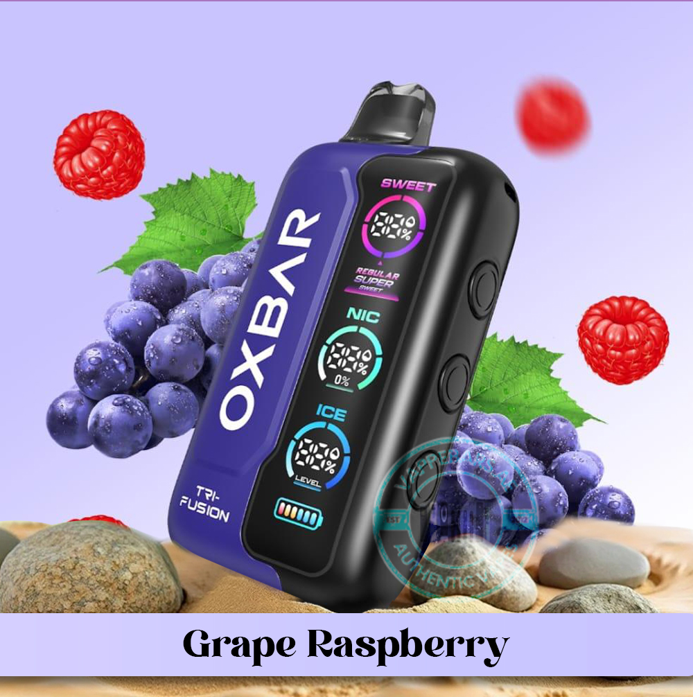 OXBAR TRI Fusion 45000 puffs Disposable Vape Grape Raspberry in Dubai UAE OXBAR TRI Fusion 45000 puffs Disposable Vape Grape Raspberry in Dubai UAE