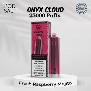 Pod Salt Onyx Cloud 25000 Puffs Fresh Raspberry Mojito Disposable Vape in Dubai
