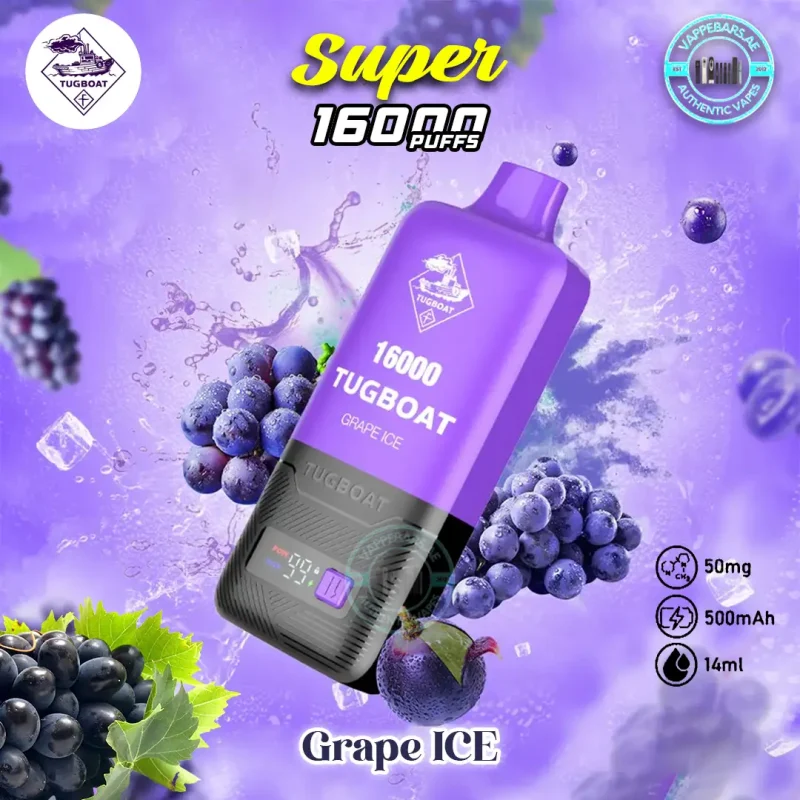 Tugboat Super 16000 Puffs Grape ICE Pod In Dubai UAE