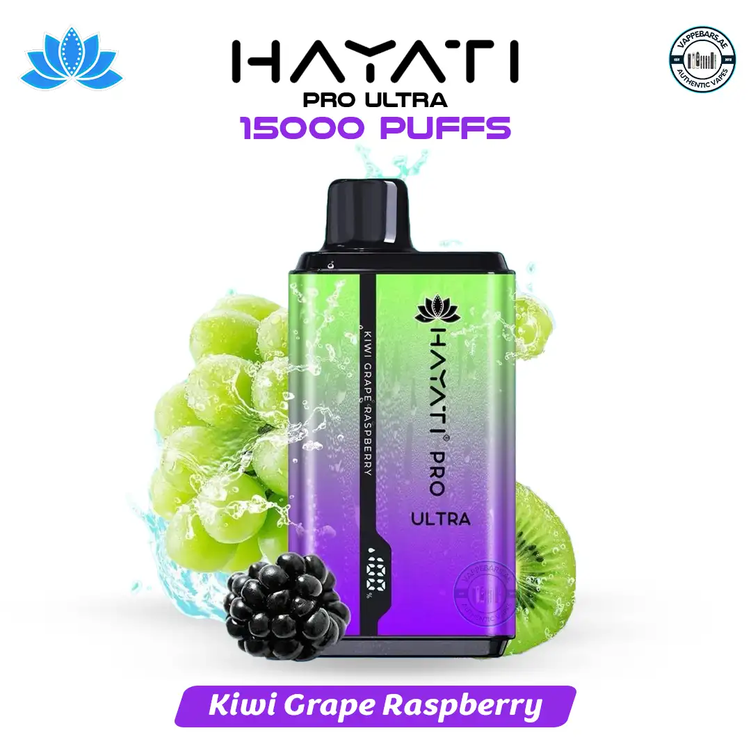 Buy Hayati Pro Ultra 15000 Puffs Kiwi Grape Raspberry in UAE Buy Hayati Pro Ultra 15000 Puffs Kiwi Grape Raspberry in UAE