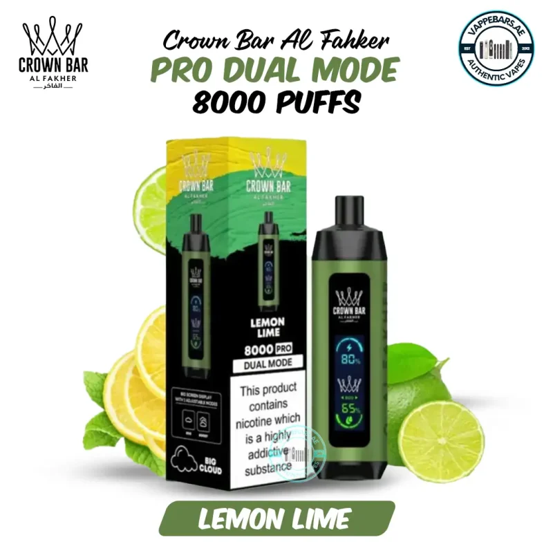 Al Fakher Pro Crown Bar 8000 Puffs Lemon Lime in UAE