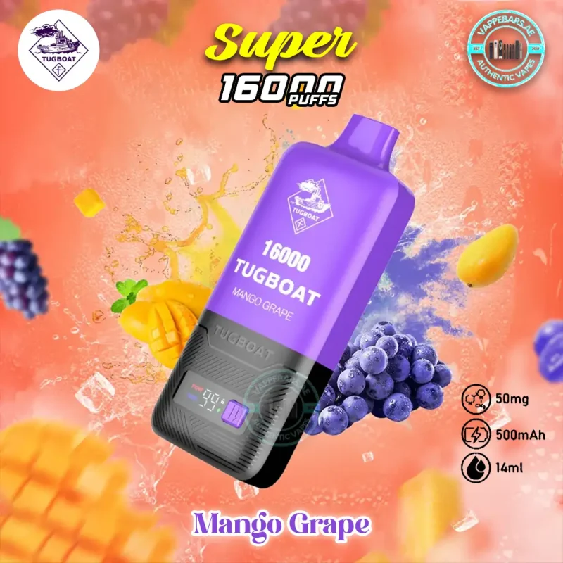 Tugboat Super 16000 Puffs Mango Grape Pod In Dubai UAE