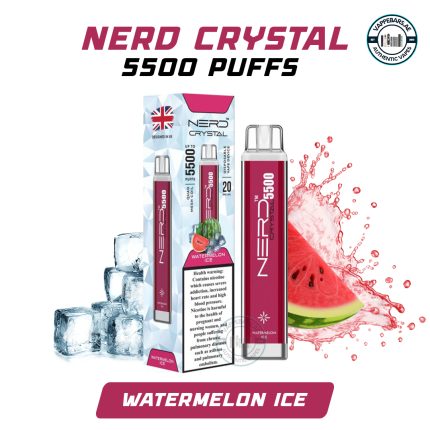 Nerd Crystal 5500 Puffs Watermelon ICE Disposable Vape In UAE