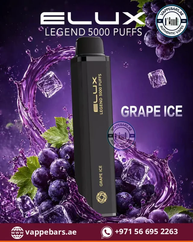 Elux Legend 5000 Puffs Disposable Vape Grape Ice in Dubai