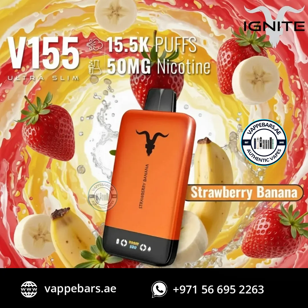 IGNITE V155 15500puffs Ultra Slim Pod Kit Disposable Vape Strawberry Banana IGNITE V155 15500puffs Ultra Slim Pod Kit Disposable Vape Strawberry Banana