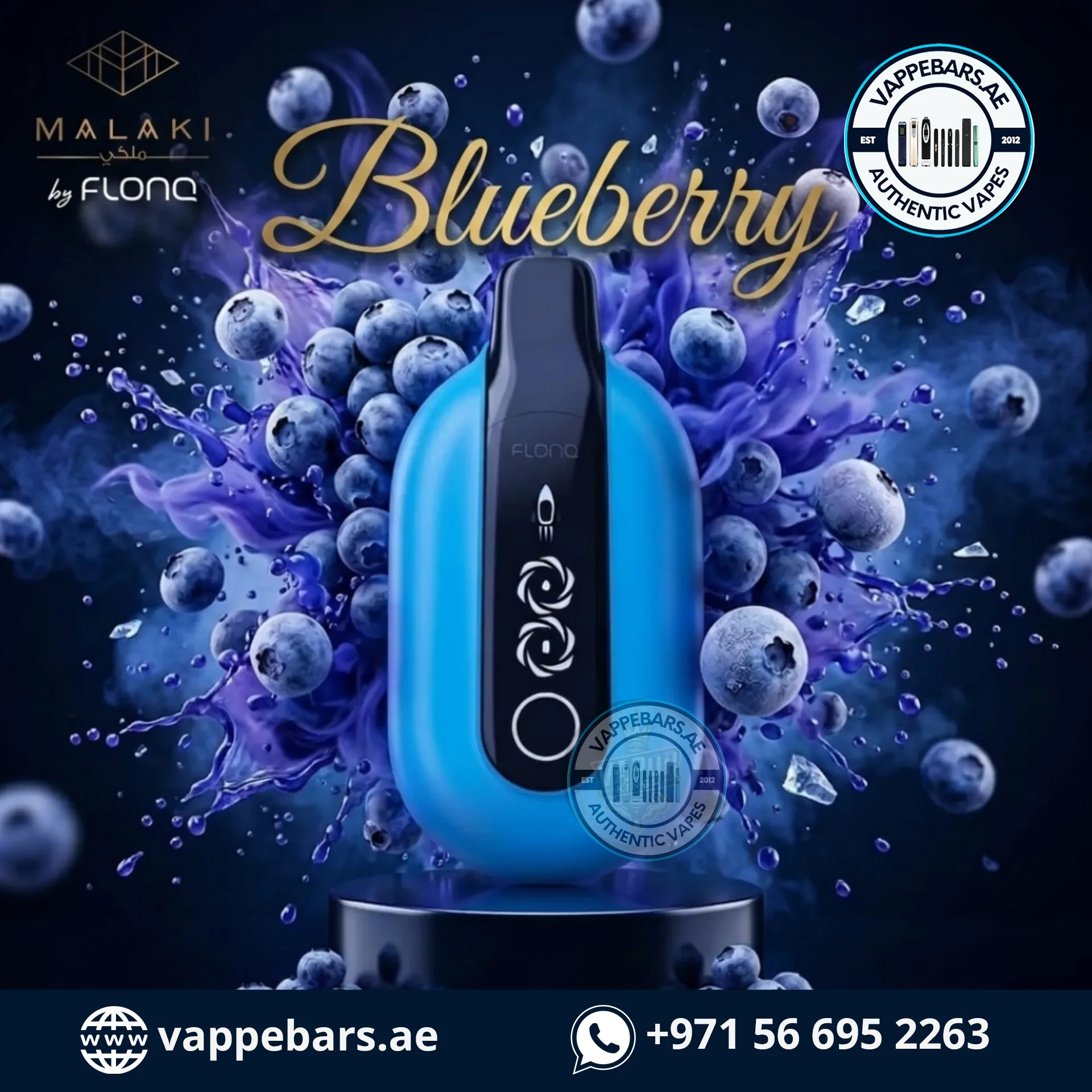 Malaki by Flonq Ultra 20K Puffs Disposable Vape Blueberry in UAE Malaki by Flonq Ultra 20K Puffs Disposable Vape Blueberry in UAE