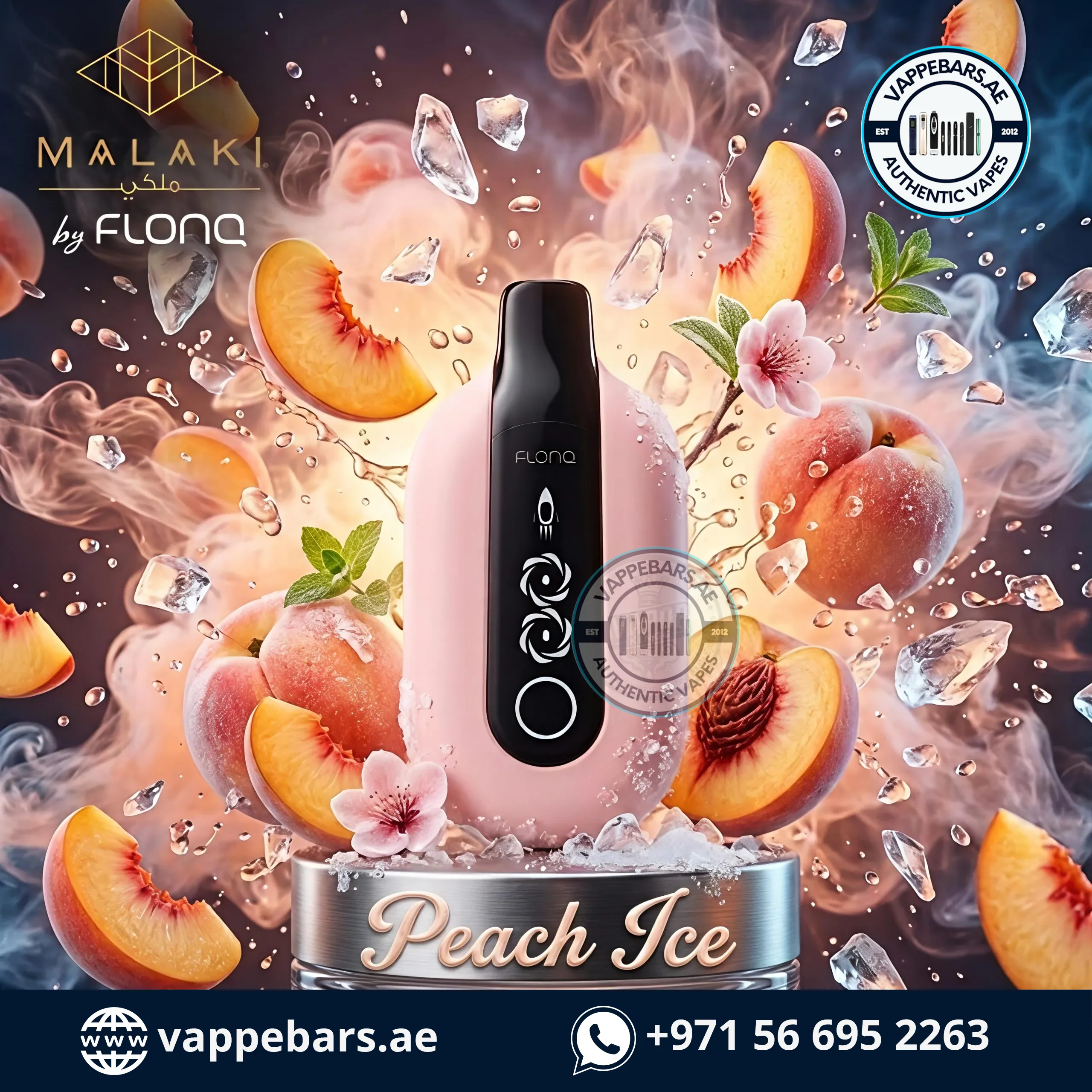 Malaki by Flonq Ultra 20K Puffs Disposable Vape Peach Ice in UAE Malaki by Flonq Ultra 20K Puffs Disposable Vape Peach Ice in UAE