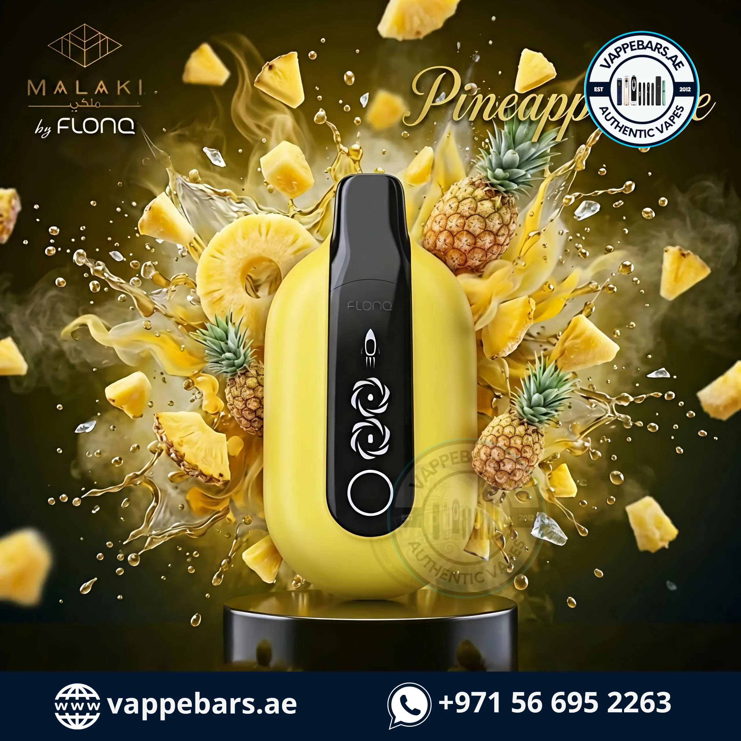 Malaki by Flonq Ultra 20K Puffs Disposable Vape Pineapple Ice in UAE Malaki by Flonq Ultra 20K Puffs Disposable Vape Pineapple Ice in UAE