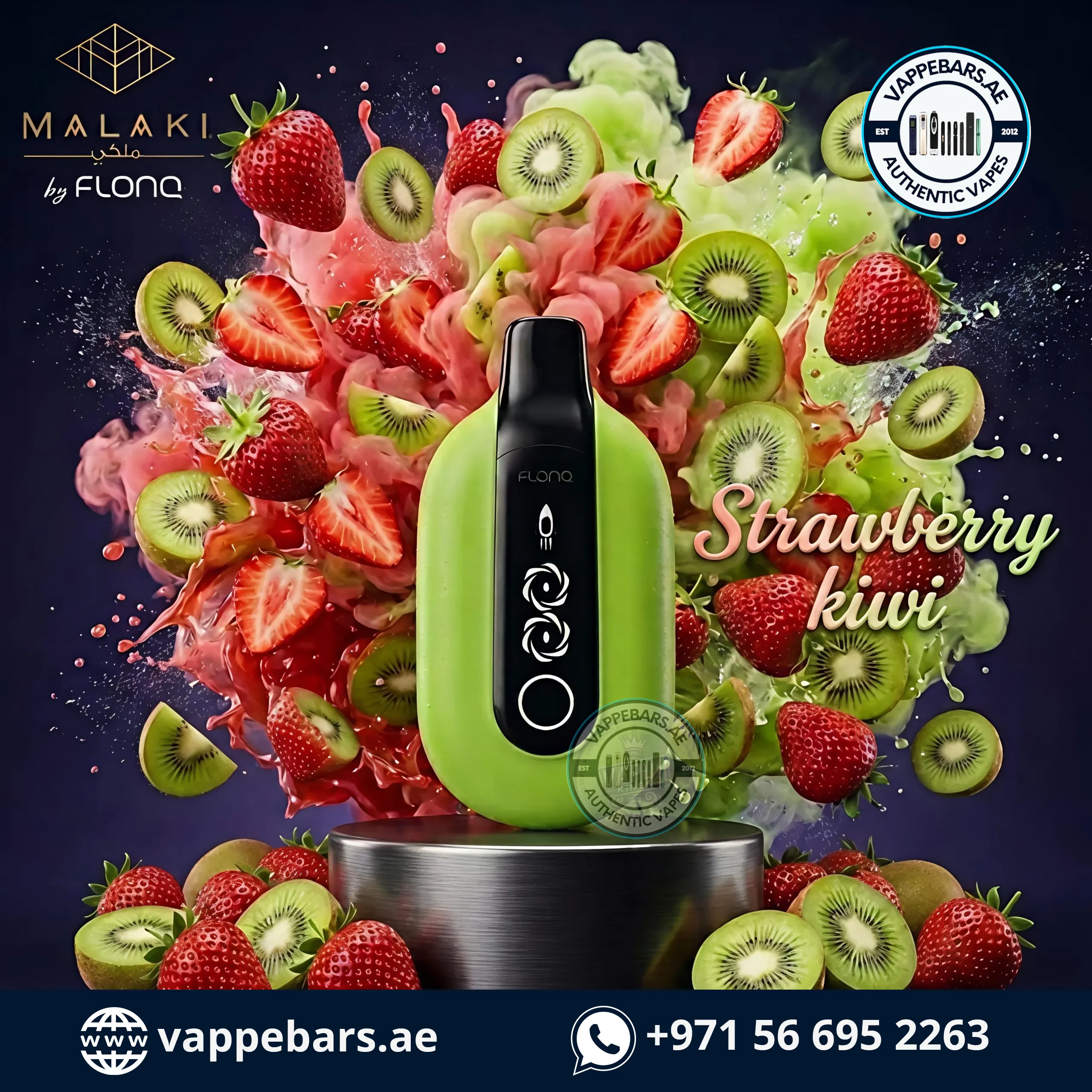 Malaki by Flonq Ultra 20K Puffs Disposable Vape Strawberry Kiwi in UAE Malaki by Flonq Ultra 20K Puffs Disposable Vape Strawberry Kiwi in UAE