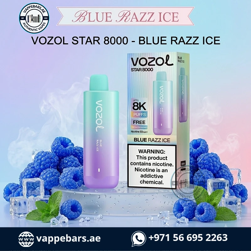Vozol Star 8000 Puffs Disposable Vape Blue Razz Ice in UAE Vozol Star 8000 Puffs Disposable Vape Blue Razz Ice in UAE