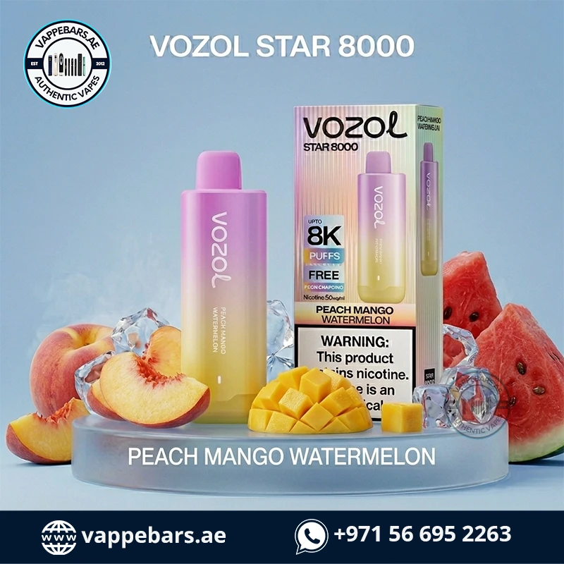 Vozol Star 8000 Puffs Disposable Vape Peach Mango Watermelon in UAE Vozol Star 8000 Puffs Disposable Vape Peach Mango Watermelon in UAE